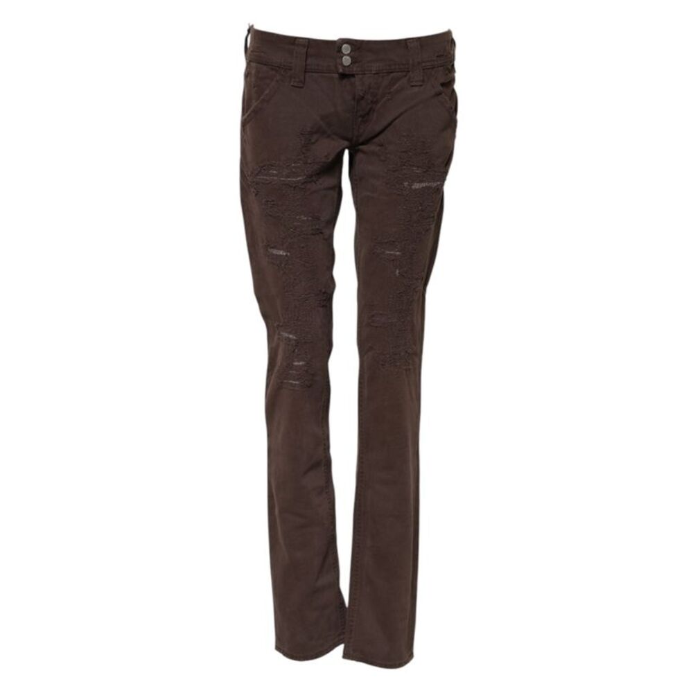 CYCLE Brown Cotton Low Waist Skinny Casual Women's Jeans